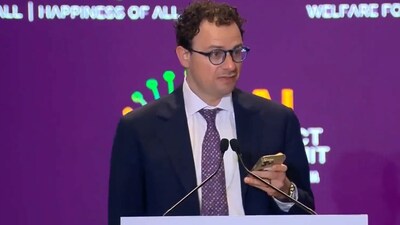 CEO of Anthropic Dario Amodei was speaking at a panel discussion on the fourth day of the India AI Impact Summit.