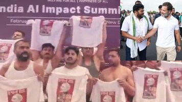 Main organiser of 'naked protest' posing with Rahul Gandhi: BJP bashes Congress over shirtless protest at AI summit