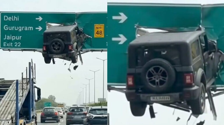 Fact check: Viral video of Mahindra Thar crashing into highway ...