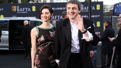 Paul Mescal and Gracie Abrams arrive arm in arm on the red carpet at the 2026 BAFTAs
