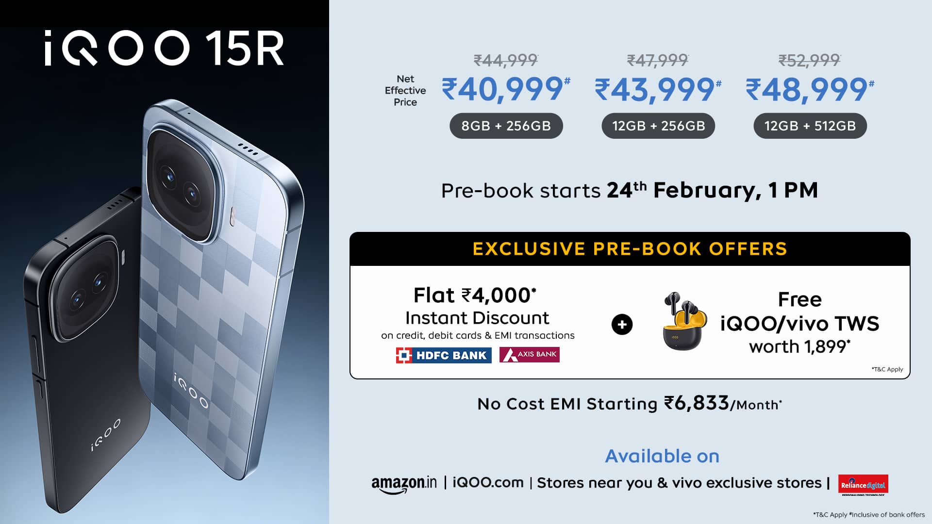 iQOO 15R pricing details in India