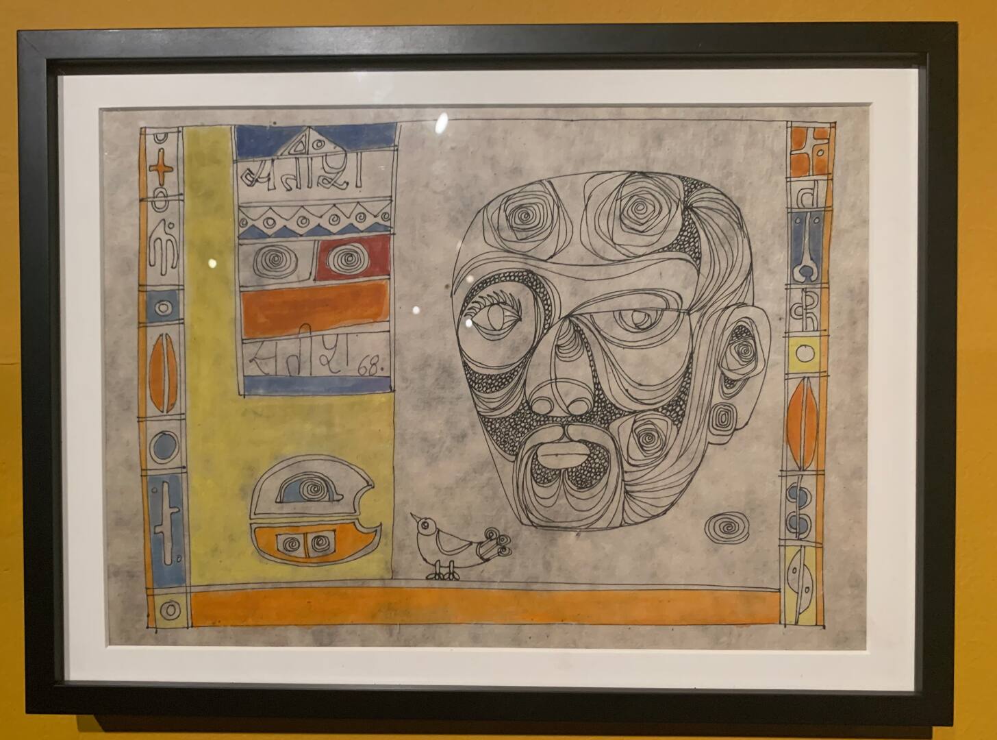 Untitled (1968) by Satish Gujral. Don't miss the writing and the cacti on the right side.