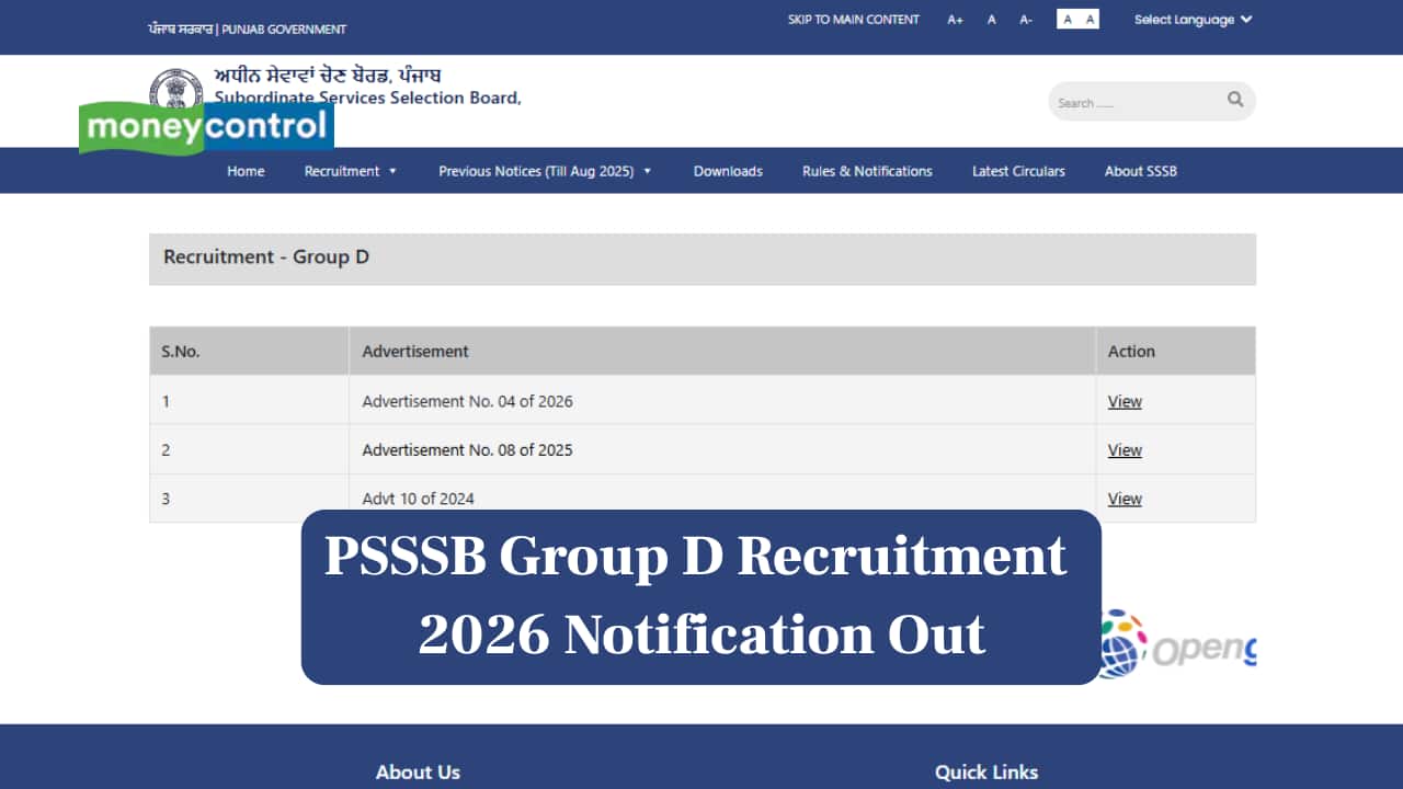PSSSB Group D Recruitment 2026 Notification Out, Check Application Dates & Other Details Here