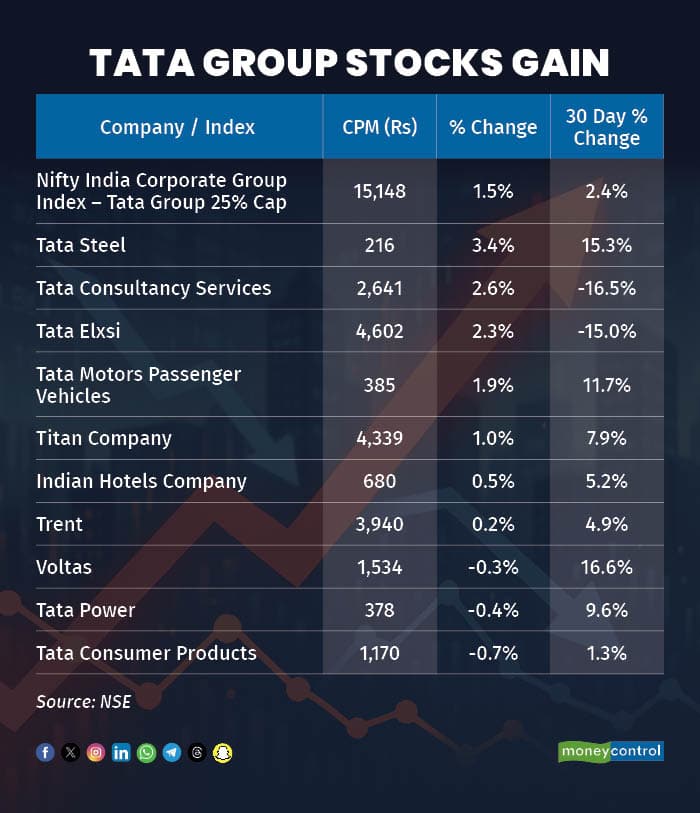 Tata group stocks gain