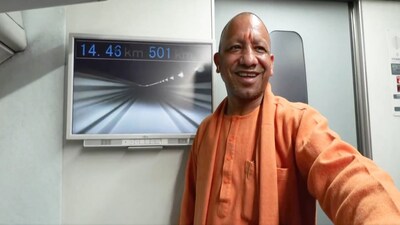 Uttar Pradesh Chief Minister Yogi Adityanath onboard the SCMAGLEV train in Japan. 