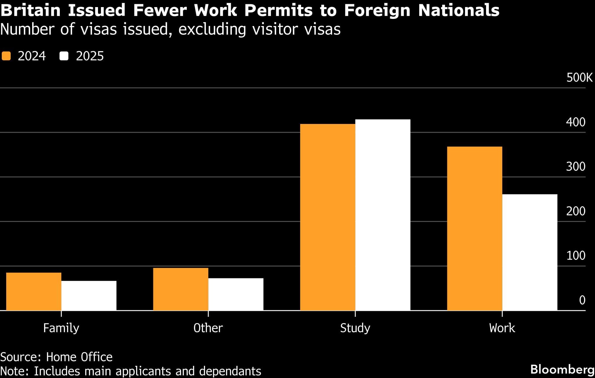 Britain Issued Fewer Work Permits to Foreign Nationals | Number of visas  issued, excluding visitor visas