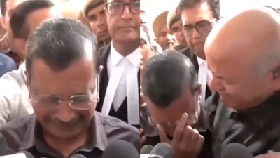 Arvind Kejriwal breaks down outside court, internet floods with memes. (Image: @xavierunclelite/ X)
