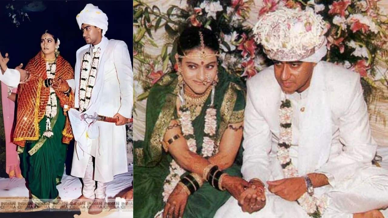Kajol Kajol embraced Maharashtrian tradition by wearing a classic red saree for her wedding to Ajay Devgn in 1999. The look was simple yet culturally rooted. Traditional green bangles and a nath completed her bridal appearance.