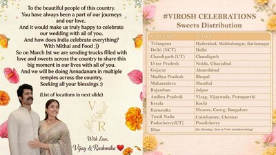 Vijay and Rashmika to send sweets all across India