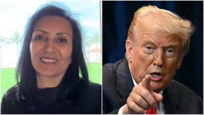Asha Jadeja Motwani portrayed the group at Mar‑a‑Lago as celebratory and supportive of US President Donald  Trump’s course of action. (Image credit: X, AFP)