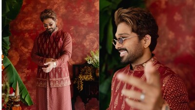 Taking to Instagram, Allu Arjun shared a series of glimpses from the celebration and captioned the post, "Wedding Celebration". 