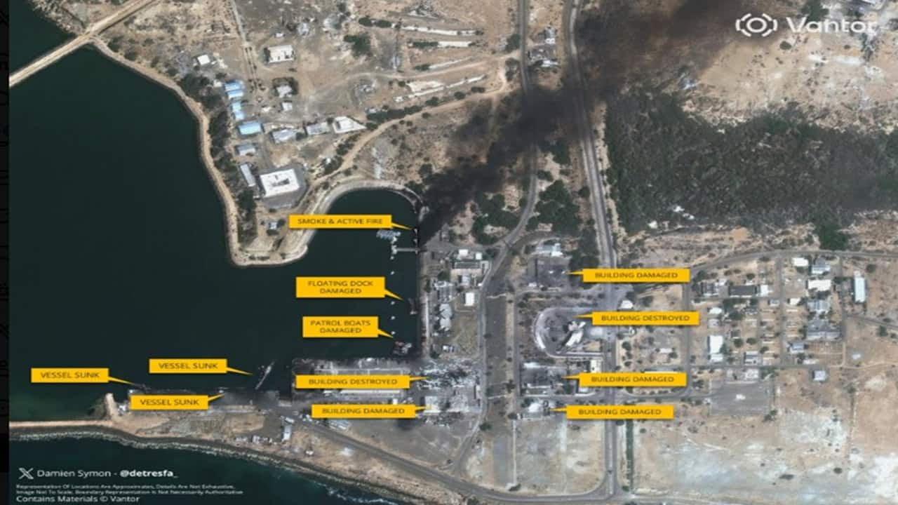 US-Israel strike hits Iran’s Konarak naval base, multiple Iranian vessels seen burning