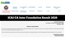 ICAI CA Inter, Foundation Result 2026 Date Announced: CA January results by March 8 @ icai.nic.in