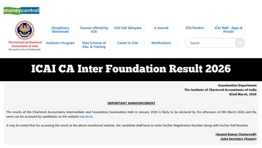 ICAI CA Inter, Foundation Result 2026 Date Announced: CA January results by March 8 @ icai.nic.in