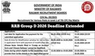 RRB Group D 2026 Deadline Extended: Apply for 21,997 Railway jobs at rrbapply.gov.in, direct link here