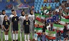 Iran women footballers refuse to sing national anthem, supporters wave Shah-era flags - WATCH
