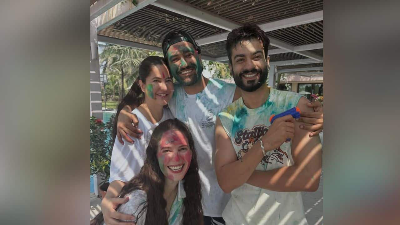  This year’s Holi was especially meaningful for Katrina Kaif and Vicky Kaushal, as they celebrated the festival at home with their little one, Vihaan, for the very first time. In the pictures shared by Katrina, the couple is seen posing together alongside Vicky’s brother Sunny Kaushal and Katrina’s sister Isabelle Kaif, making it a warm and intimate family celebration.