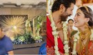 Rashmika Mandanna–Vijay Deverakonda’s Hyderabad wedding reception venue ready with floral decor and golden backdrop stage
