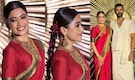 Rashmika Mandanna stuns in red Mysore silk saree and traditional jewellery at Hyderabad wedding reception