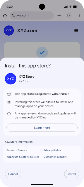 Google Play Install Sheet
