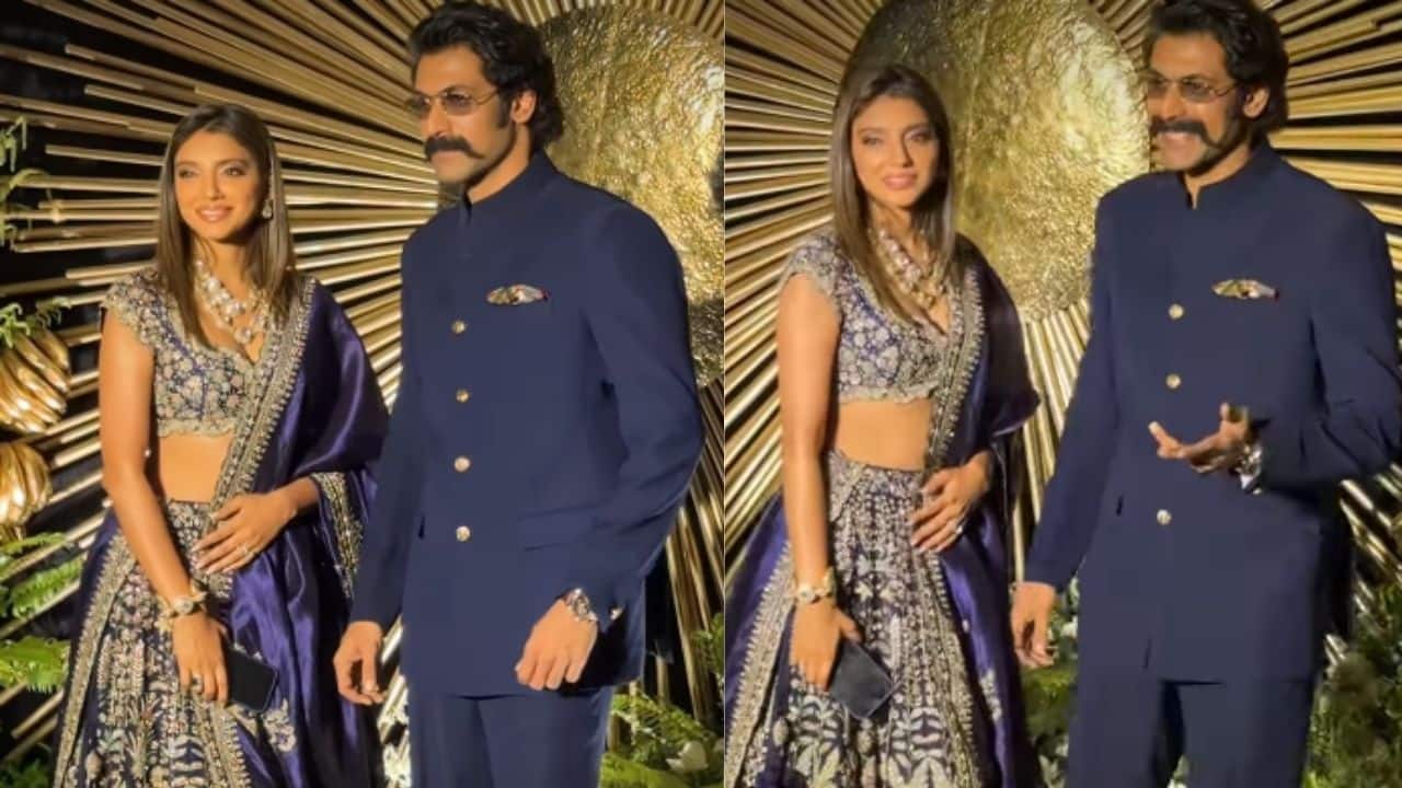 Rana Daggubati and wife Miheeka Bajaj serve couple goals in classic ethnic ensembles at Vijay Deverakonda and Rashmika Mandanna’s reception, watch