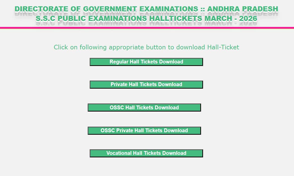 BSE AP 10th Class Hall Ticket 2026 OUT @ bse.ap.gov.in; download link activated, check here