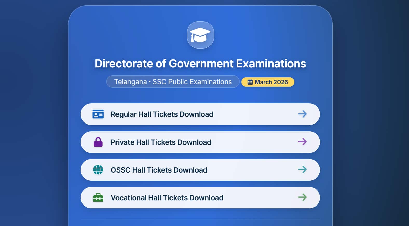 Telangana SSC Hall Ticket 2026 released @ bse.telangana.gov.in; direct link here
