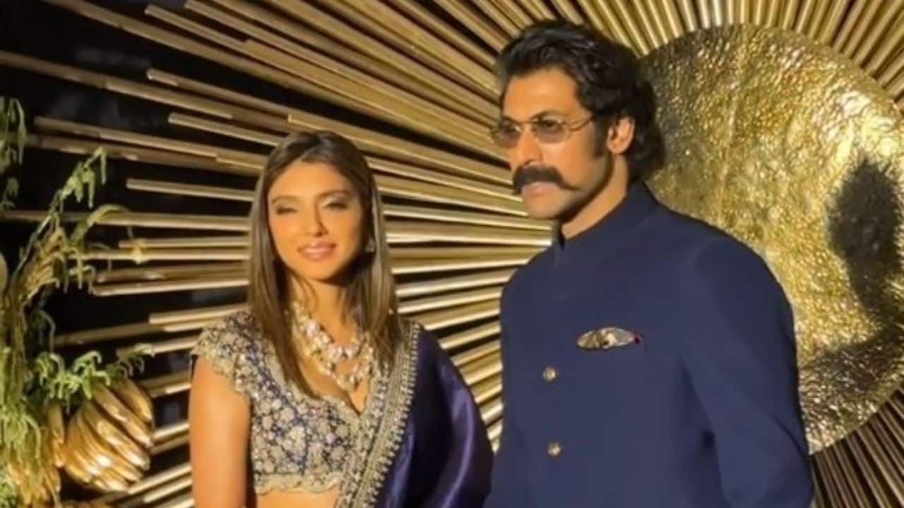 Rana Daggubati and Miheeka Bajaj Actor Rana Daggubati arrived with his wife Miheeka Bajaj, and the duo drew attention with their regal styling. The Baahubali star looked dapper in a navy blue bandhgala suit, while Miheeka complemented him beautifully in a richly embroidered lehenga. The couple happily posed for photographers, adding to the celebratory vibe of the night.