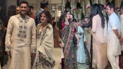 Gautam Gambhir attends Arjun Tendulkar's wedding before T20 World Cup semifinal; MS Dhoni's phone generates buzz - WATCH