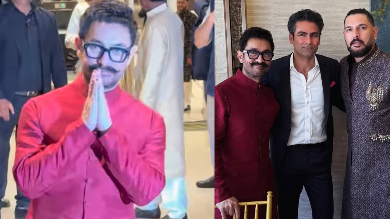 Aamir Khan’s classic wedding look Aamir Khan wore a traditional crimson kurta with a well-tailored sherwani and bandhgala, keeping it tasteful and modest. As he welcomed visitors and congratulated the couple, his elegant yet understated approach was ideal for the occasion. Aamir Khan’s classic wedding look Aamir Khan wore a traditional crimson kurta with a well-tailored sherwani and bandhgala, keeping it tasteful and modest. As he welcomed visitors and congratulated the couple, his elegant yet understated approach was ideal for the occasion.