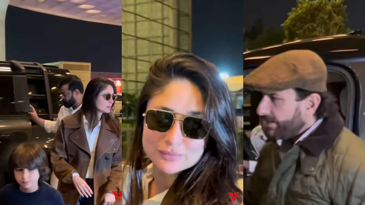Kareena Kapoor, Saif Ali Khan leave for family holiday with kids Taimur and Jeh, airport video goes viral