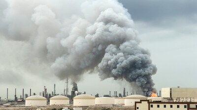 Smoke rises following a strike on the Bapco Oil Refinery, amid the U.S.-Israeli conflict with Iran, on Sitra Island Bahrain, March 9, 2026. REUTERS