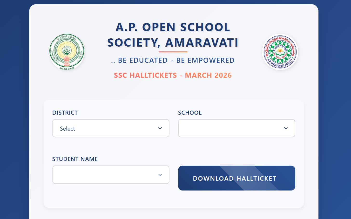 APOSS SSC Hall Ticket 2026 released @ apopenschool.org, download link here