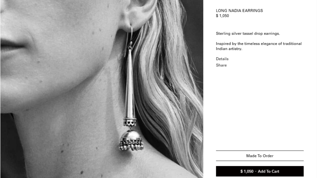 Jewellery brand Sophie Buhai, introduced the Nadia earrings as part of its R'26 collection and it is listed at USD 1,050 (approximately Rs 96,500) (Photo: Sophie Buhai)