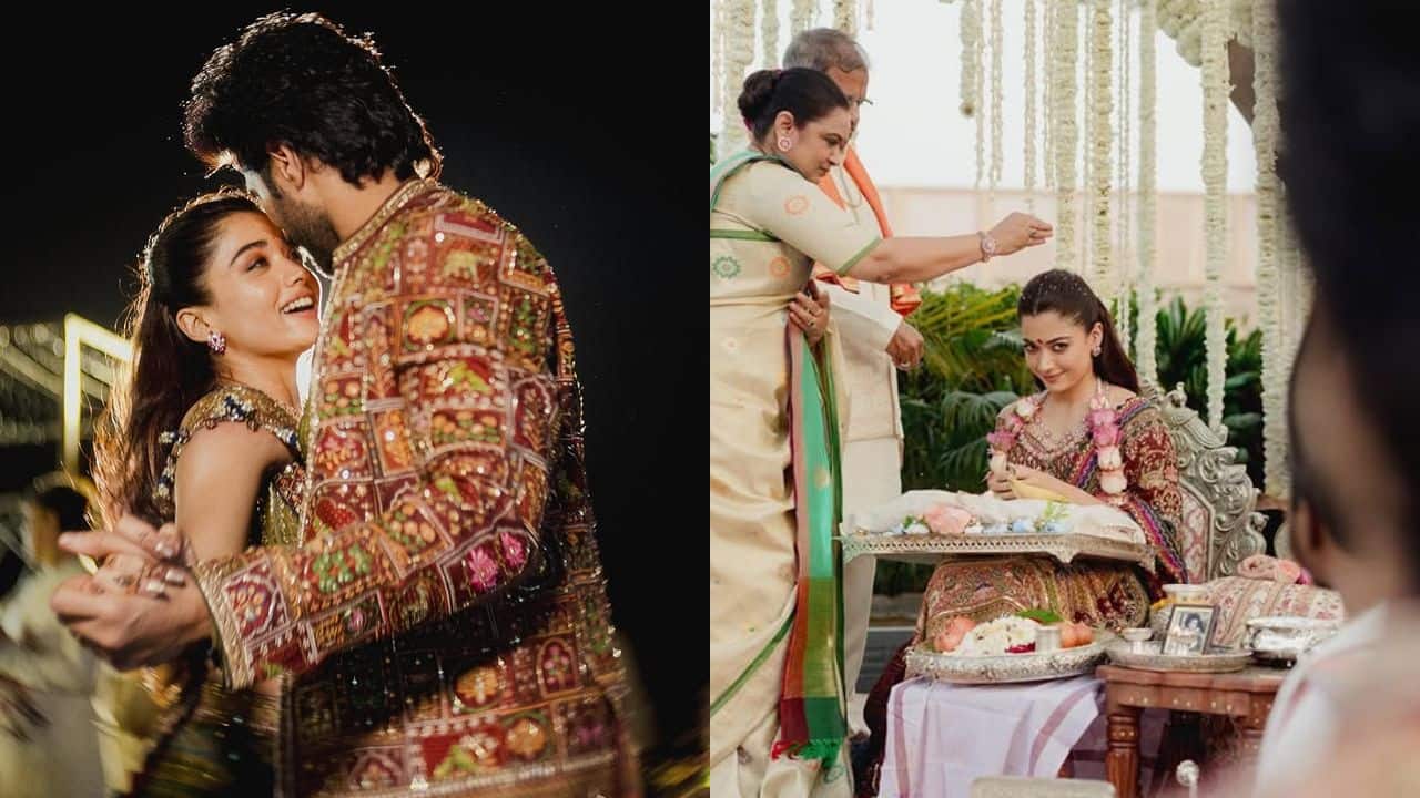 Rashmika Mandanna shares unseen photos from engagement with Vijay Deverakonda; wraps arms around her sister, parents perform special rituals
