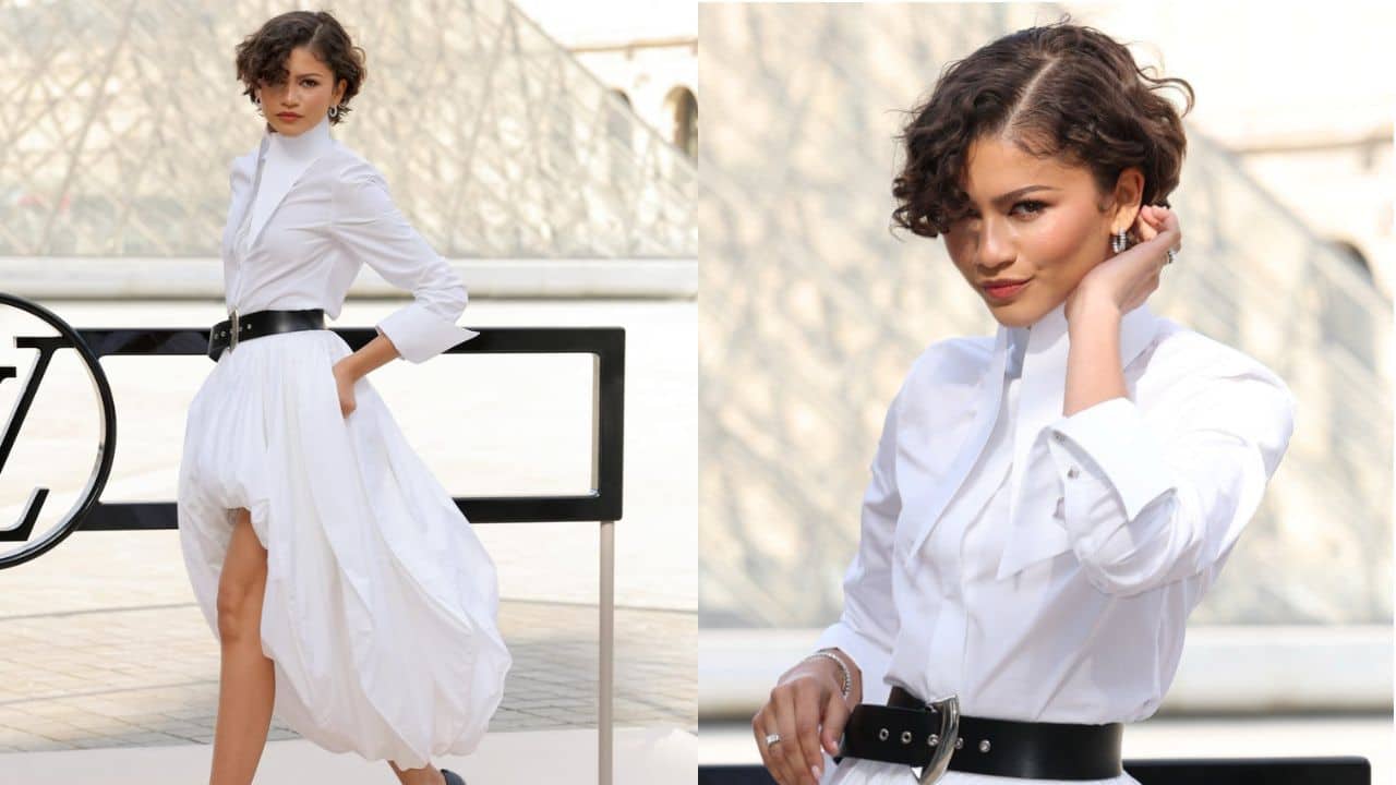 Zendaya looks ethereal in bridal white for closing ceremony of Paris Fashion Week, her gold wedding band steals the show