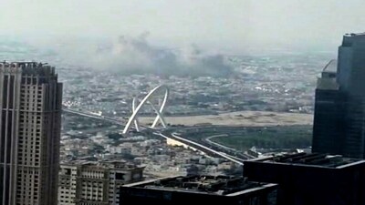 Smoke rises from an explosion in Doha, Qatar. 