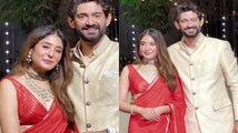 Kritika Kamra stuns in red saree as she poses with husband Gaurav Kapur after intimate registered wedding