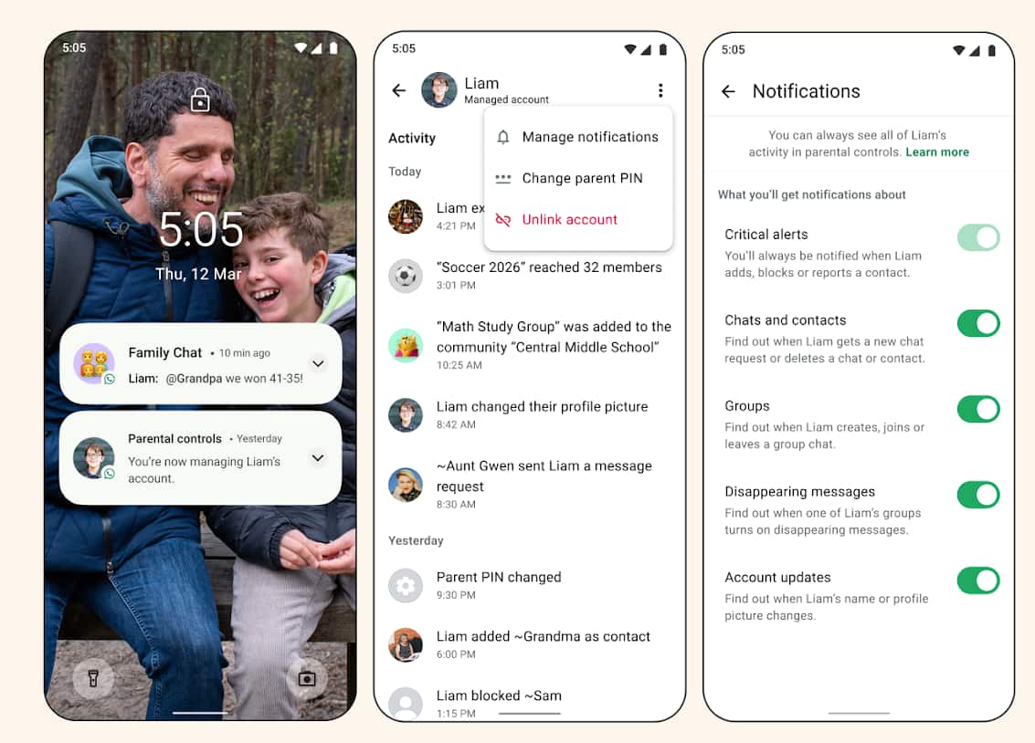 WhatsApp parent managed account