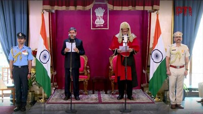 Chief Justice of Calcutta High Court Sujoy Paul administered the oath of office and secrecy to R N Ravi at the Lok Bhavan in Kolkata on Thursday. 