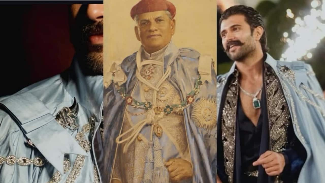 Baroda royal points out similarity between Vijay Deverakonda’s blue silk sangeet cloak and Maharaja Sayajirao’s 1919 outfit