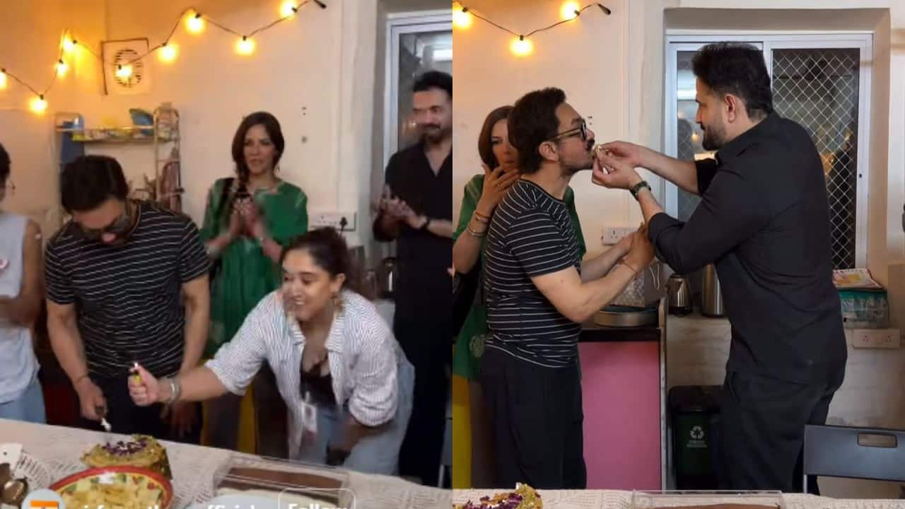 Aamir Khan rings in 61st birthday with girlfriend Gauri Spratt, children and close friends in a low-key celebration: Watch