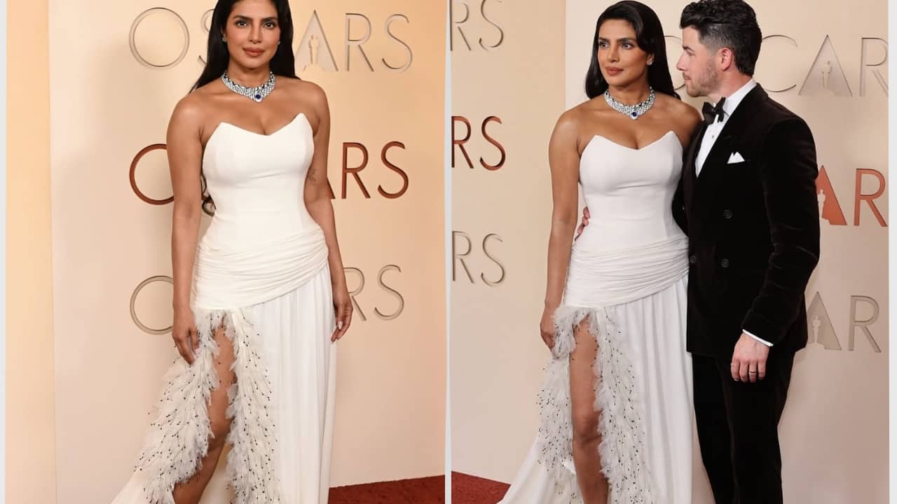 Priyanka Chopra dazzles on Oscars 2026 red carpet, wears white Dior strapless gown and Bvlgari jewellery