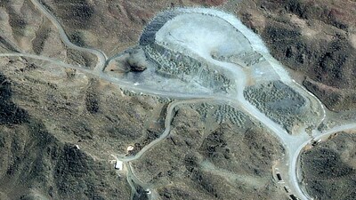 This handout satellite image courtesy of Vantor shows a closer view of destroyed vehicles at Pickaxe Mountain tunnel complex adjacent to the Natanz Nuclear Facility near Natanz, Isfahan province, in central Iran on March 7, 2026. (Photo by Satellite image Â©2026 Vantor / AFP) 