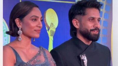 Naga Chaitanya attends Telangana Gaddar Film Awards with wife Sobhita Dhulipala, wins Best Actor Award for Thandel
