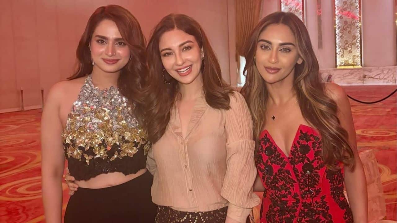 Saumya Tandon, poses with the Shararat girls Krystle D'souza and Ayesha Khan, blending elegance with fun. Their coordinated yet distinct looks make the frame stand out.