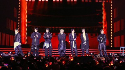 The K-pop group took over Gwanghwamun Square in Seoul on Saturday night as they performed in front of tens of thousands of fans. 