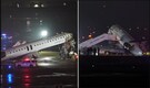 Video shows Air Canada plane colliding with fire truck at LaGuardia Airport
