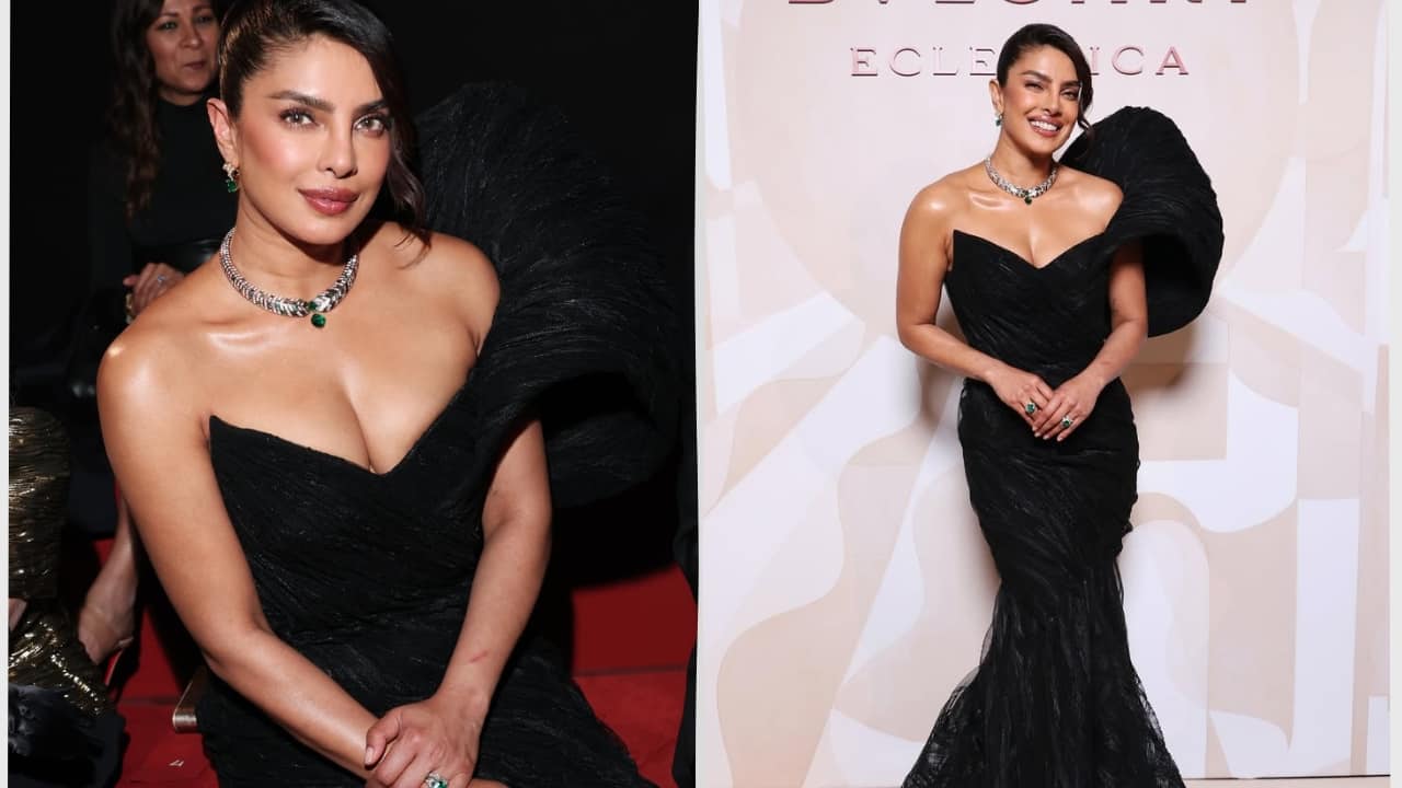 Priyanka Chopra makes a statement in strapless, body-hugging black gown at Bvlgari event
