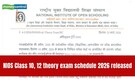 NIOS Class 10, 12 Date Sheet 2026 out for theory exams; check full schedule here